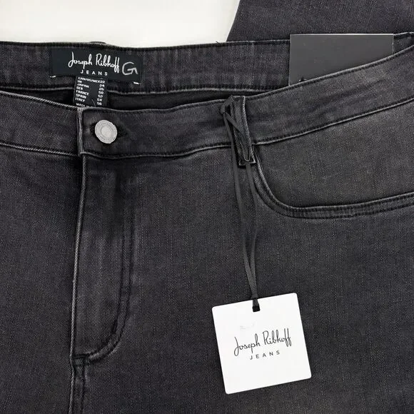 Joseph Ribkoff Women 22 Charcoal Grey Embellished FishNet Cuff Classic Slim Jean - Picture 11 of 15